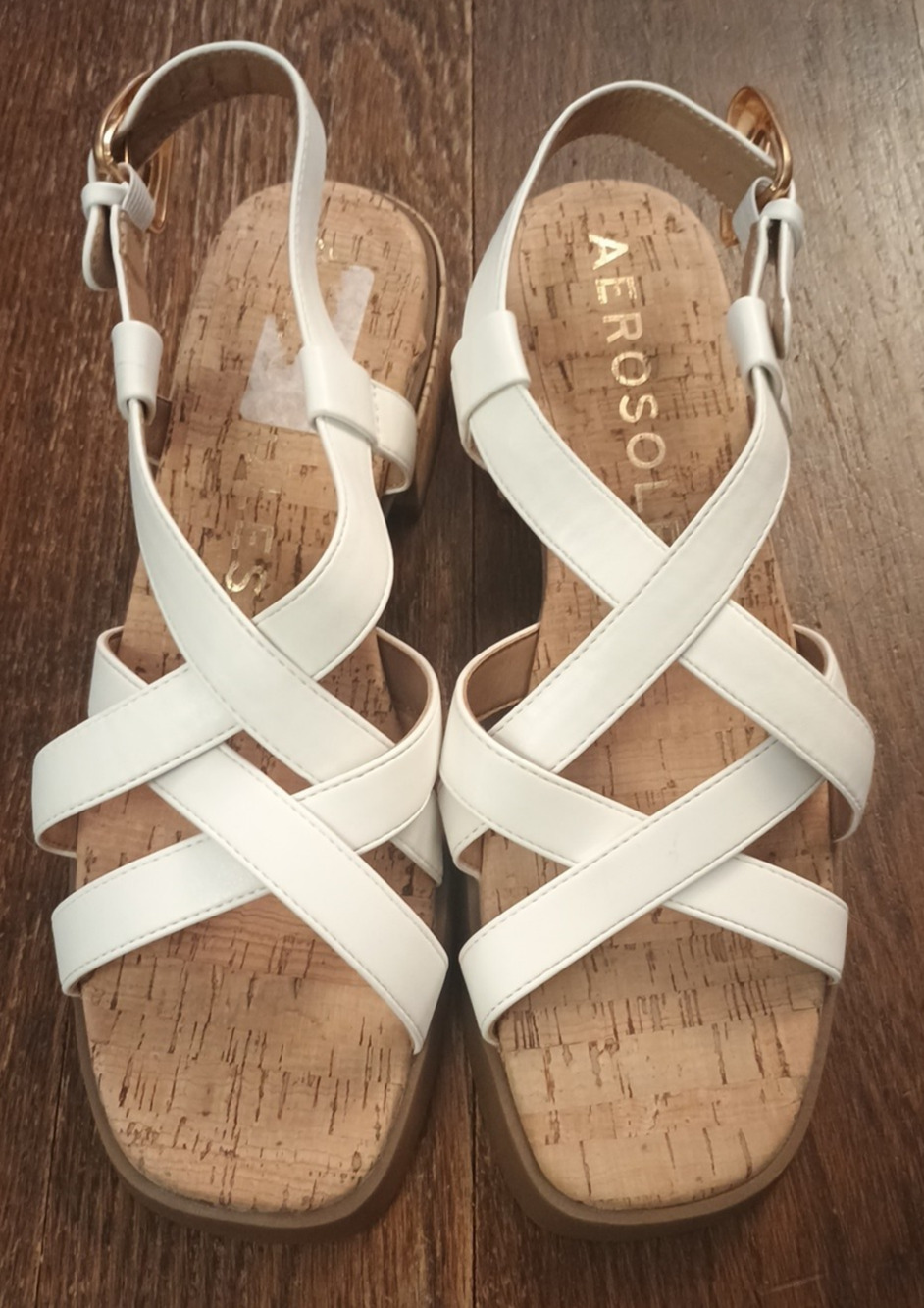 Aerosoles Sz 10 Sandals White Strappy Block Heel Open Toe Daily Slingback New